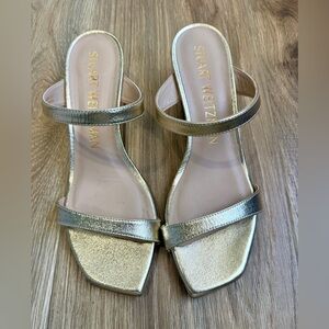 Stuart Weitzman Aleena 50 Gold Wedge Sandals Size 7.5 US EU 38